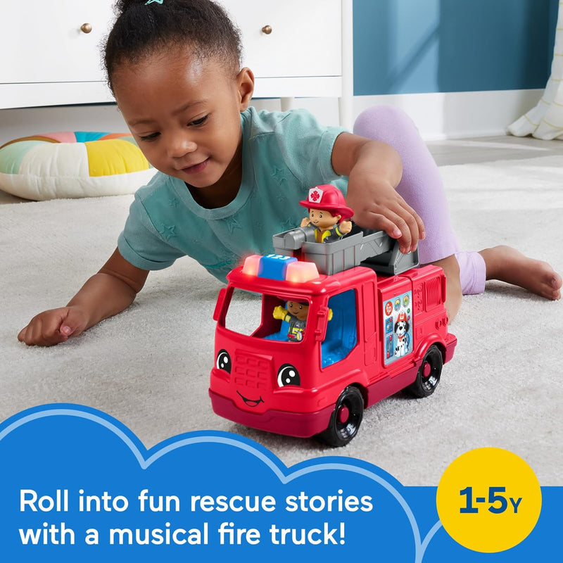 LITTLE PEOPLE TODDLER TOY FIRE TRUCK MUSICAL PUSH-ALONG VEHICLE