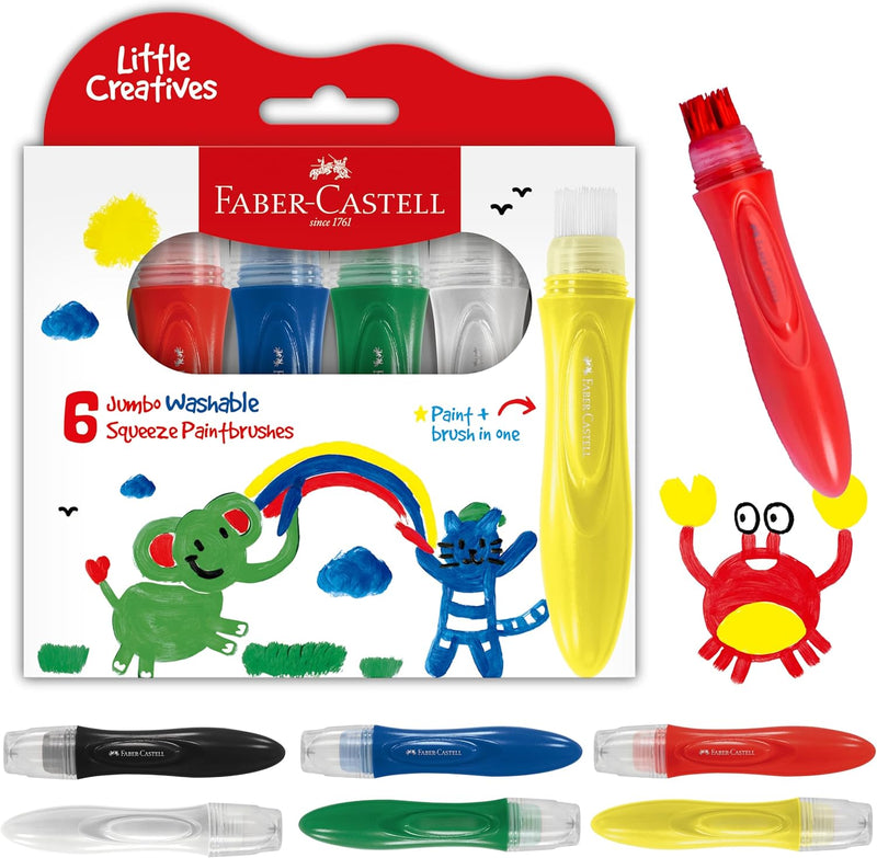 LITTLE CREATIVES JUMBO SQUEEZING PAINT BRUSHES - 6 COLOURS