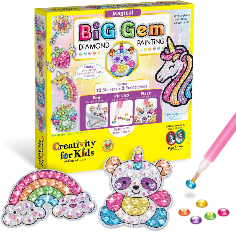 CREATIVITY FOR KIDS BIG DEM DIAMOND PAINTING KIT: MAGICAL GEM ART STICKERS & SUNCATCHERS