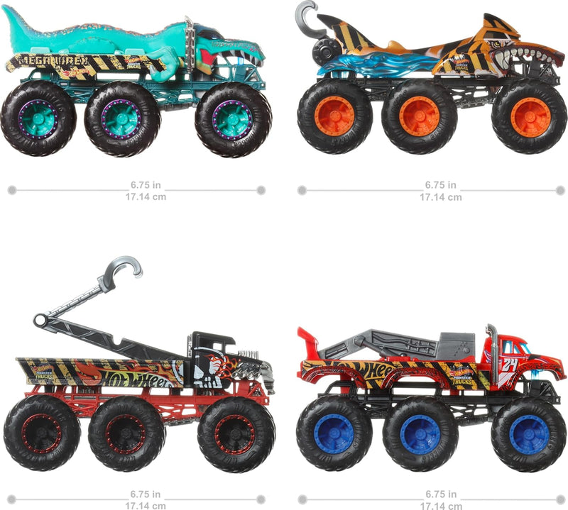 HOT WHEELS MONSTER TRUCKS 1:64 SCALE SURPRISE TRILER TRUCK WITH 6 WHEELS