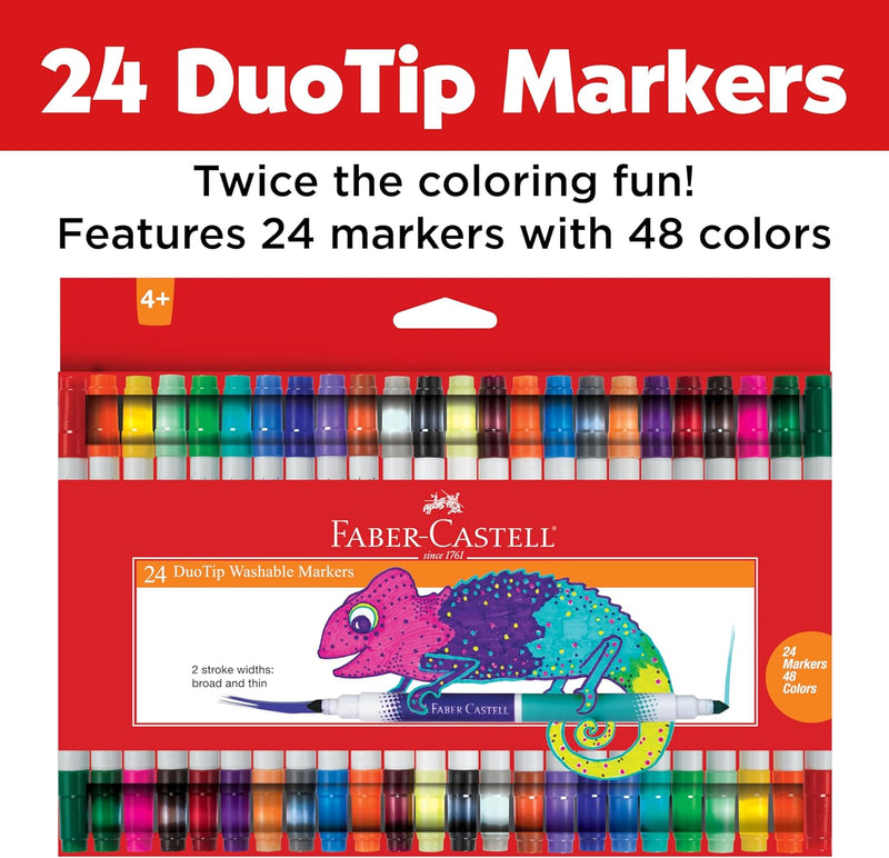 DUO-TIP WASHABLE MARKERS - 24 COUNT, 48 COLOURS