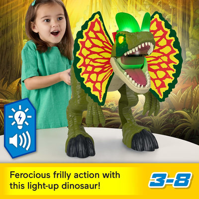 IMAGINEXT JURASSIC WORLD DINOSAUR TOY THRASH ATTACK DILOPHOSAURUS