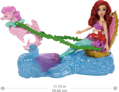 DISNEY PRINCESS ARIEL MERMAID DOLL & ROLLING CHARIOT