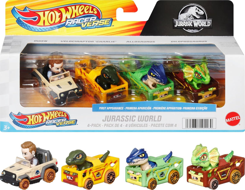 HOT WHEELS TOY CARS RACERVERSE JURASSIC WORLD 4-PACK