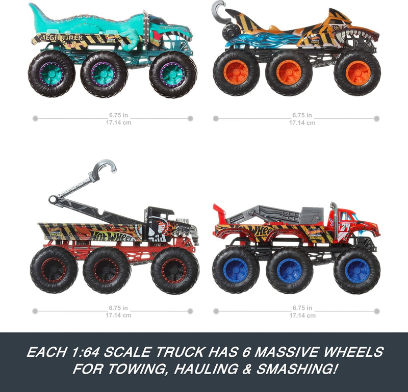 HOT WHEELS MONSTER TRUCKS 1:64 SCALE SURPRISE TRILER TRUCK WITH 6 WHEELS