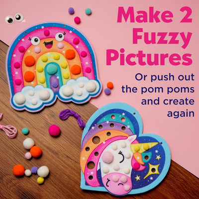 CREATIVITY FOR KIDS POM POM PICTURES: MAGICAL RAINBOW & UNICORN SENSORY TOY BOARDS