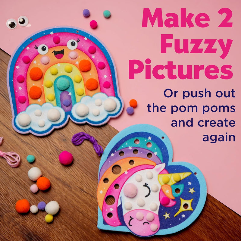 CREATIVITY FOR KIDS POM POM PICTURES: MAGICAL RAINBOW & UNICORN SENSORY TOY BOARDS