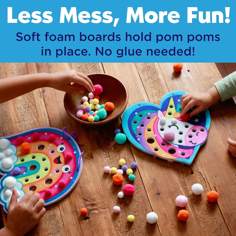 CREATIVITY FOR KIDS POM POM PICTURES: MAGICAL RAINBOW & UNICORN SENSORY TOY BOARDS