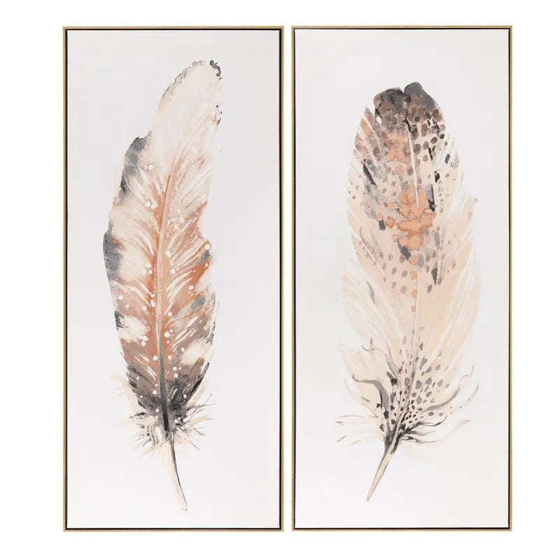 WALL ART GOLD FRAME FEATHER 24 X 54