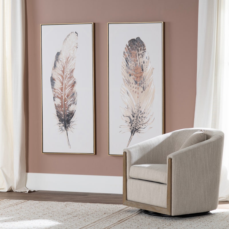 WALL ART GOLD FRAME FEATHER 24 X 54