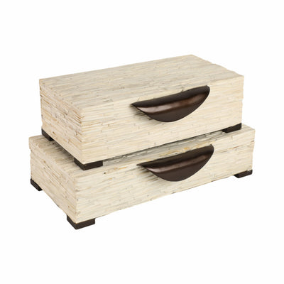 S/2 14/16" HADWIN RESIN CREAM BOXES