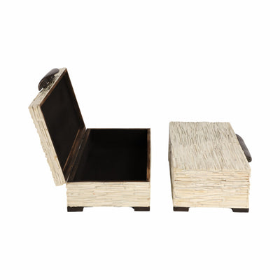 S/2 14/16" HADWIN RESIN CREAM BOXES