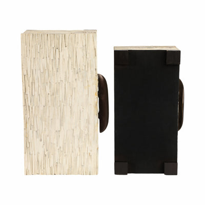 S/2 14/16" HADWIN RESIN CREAM BOXES