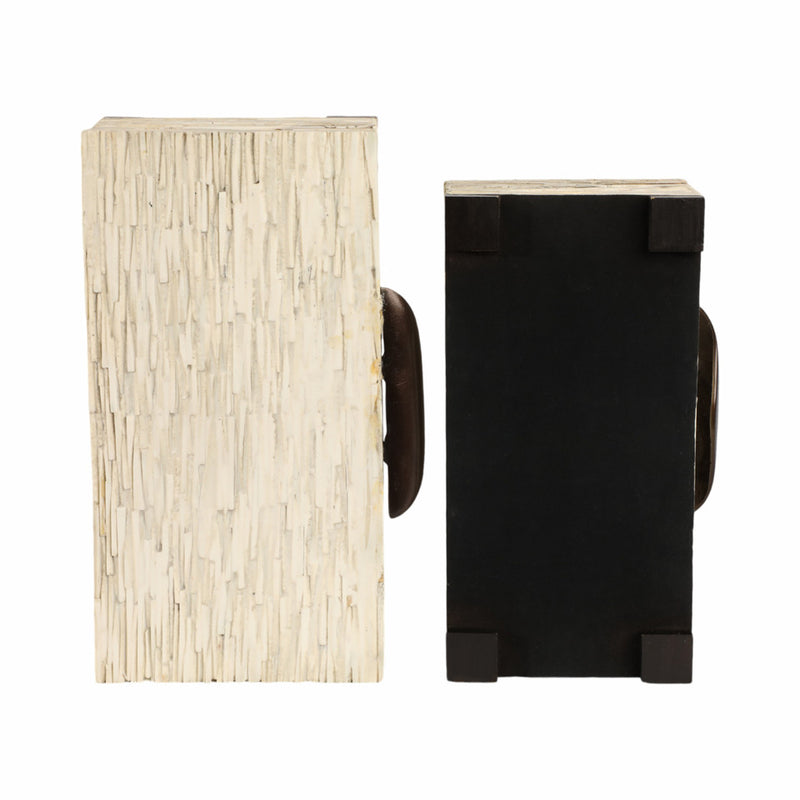 S/2 14/16" HADWIN RESIN CREAM BOXES