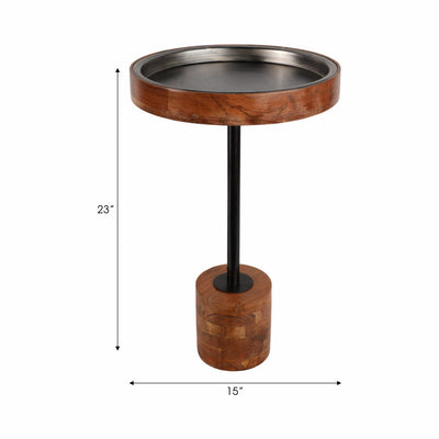 SHORT BROWN TABLE 23IN INMAR
