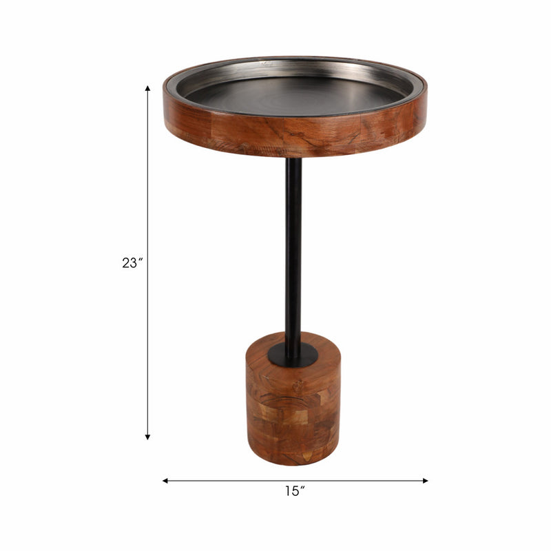 SHORT BROWN TABLE 23IN INMAR