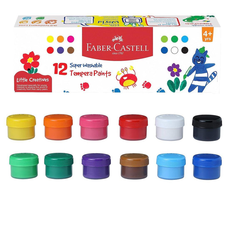 LITTLE CREATIVES 12 SUPER WASHABLE TEMPERA PAINTS 12 COUNT