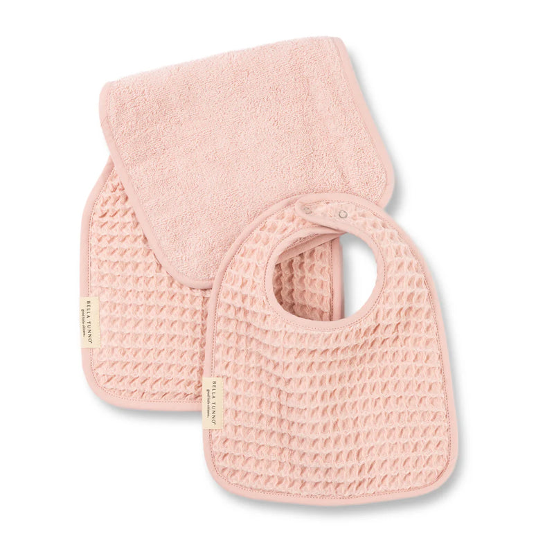 REVERSIBLE BIB & BURP SET - BLUSH