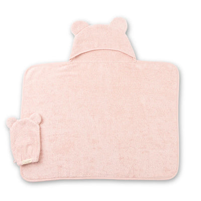 HOODED TOWEL & WASH MITT SET - BLUSH