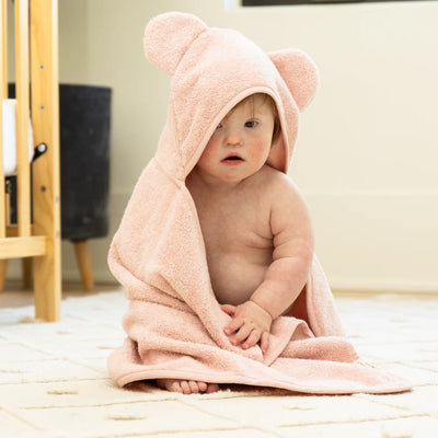 HOODED TOWEL & WASH MITT SET - BLUSH