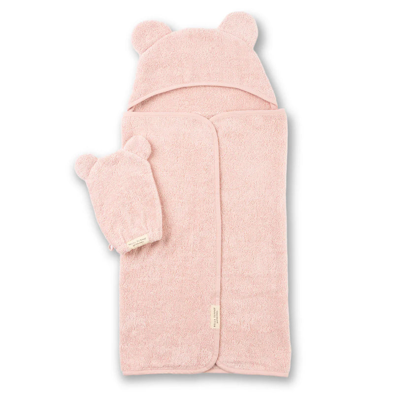 HOODED TOWEL & WASH MITT SET - BLUSH