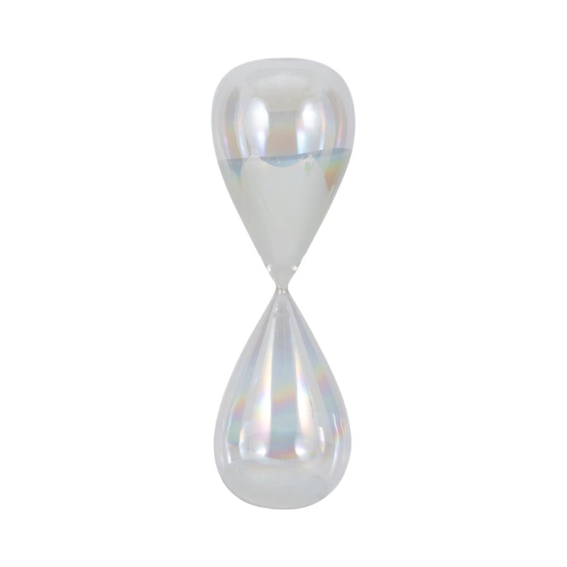 20" CASSANDRA SMALL IRRIDESCENT HOURGLASS - CLEAR/FROST