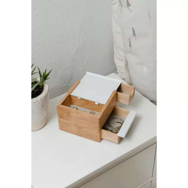 MINI STOWIT JEWELRY BOX - NATURAL/WHITE