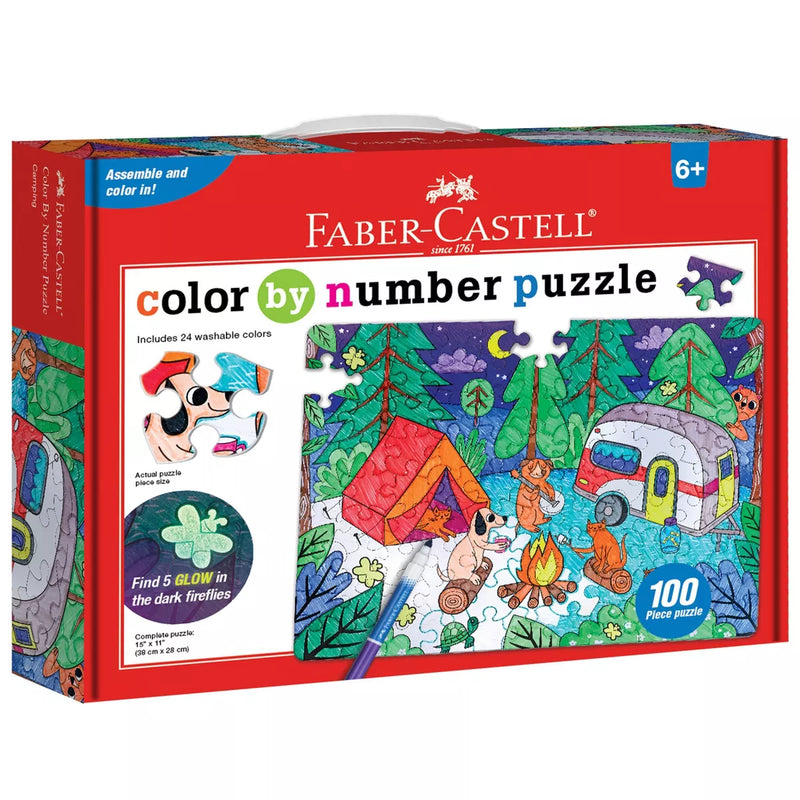 12 PACK 100 PIECE COLOUR BY NUMBER CAMPING SURPRISE PUZZLE
