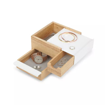 MINI STOWIT JEWELRY BOX - NATURAL/WHITE