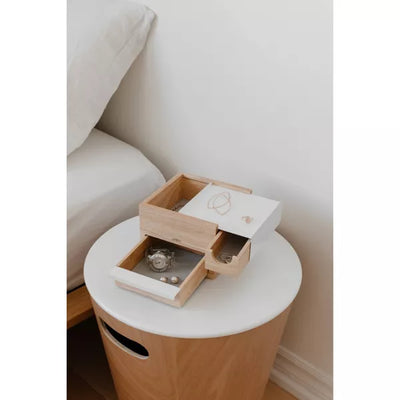 MINI STOWIT JEWELRY BOX - NATURAL/WHITE