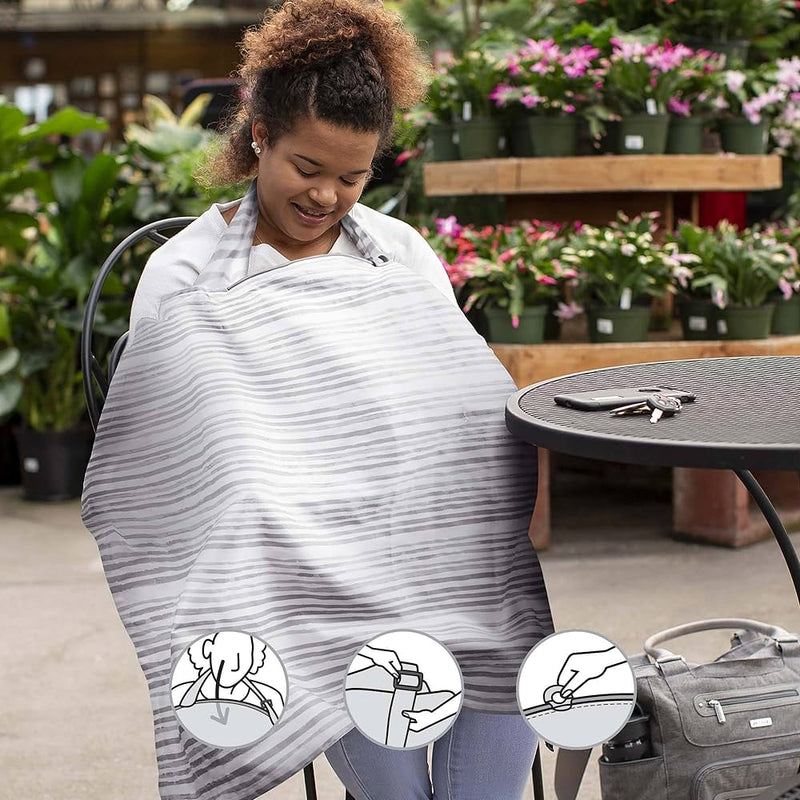 BREASTFEEDING NURSING COVER-GRAY STRIPES