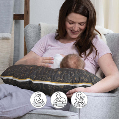 NURSING PILLOW LUXE- CHARCOAL ELEPHANTS