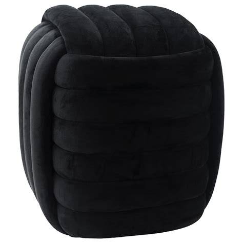 19" MACHAR CREAM VELVEET KNOT STOOL - BLACK