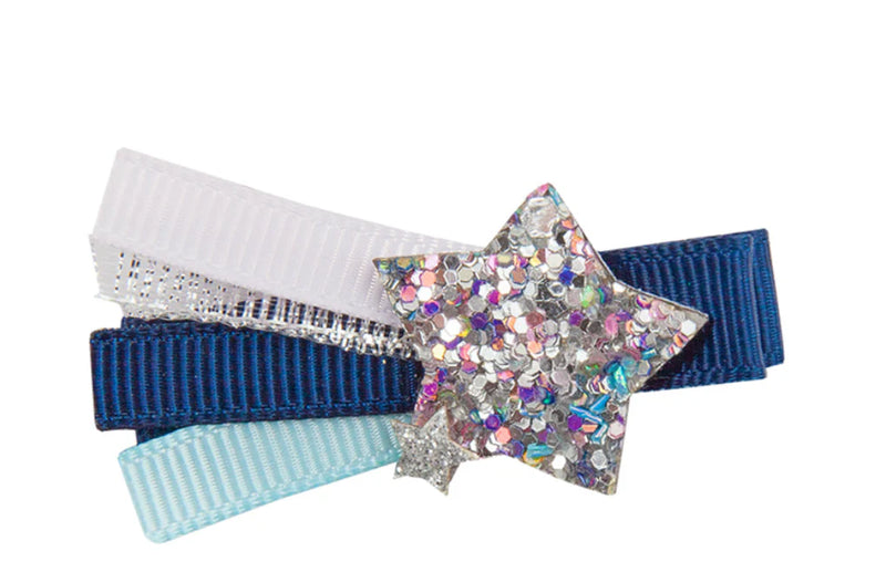 BOUTIQUE NAVY UNICORN AND STAR HAIRCLIPS