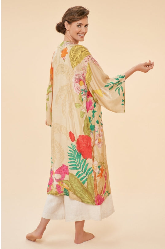 FLORAL JUNGLE IN COCONUT KIMONO GOWN