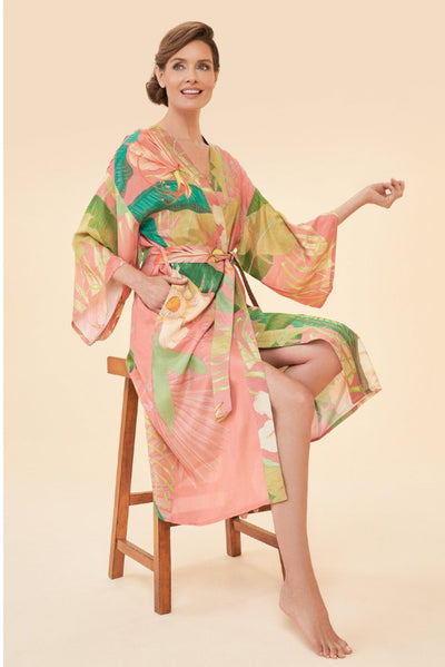 DELICATE TROPICAL IN CANDY KIMONO GOWN