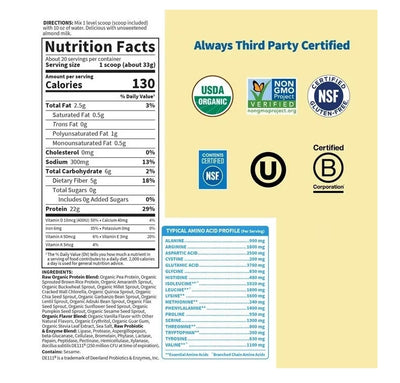 RAW ORGANIC PROTEIN VANILLA 631G 23OZ