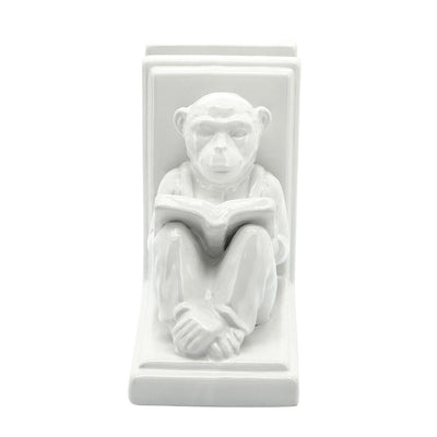 SET OF 2 CERAMIC 7"H READING MONKEY BOOKENDS