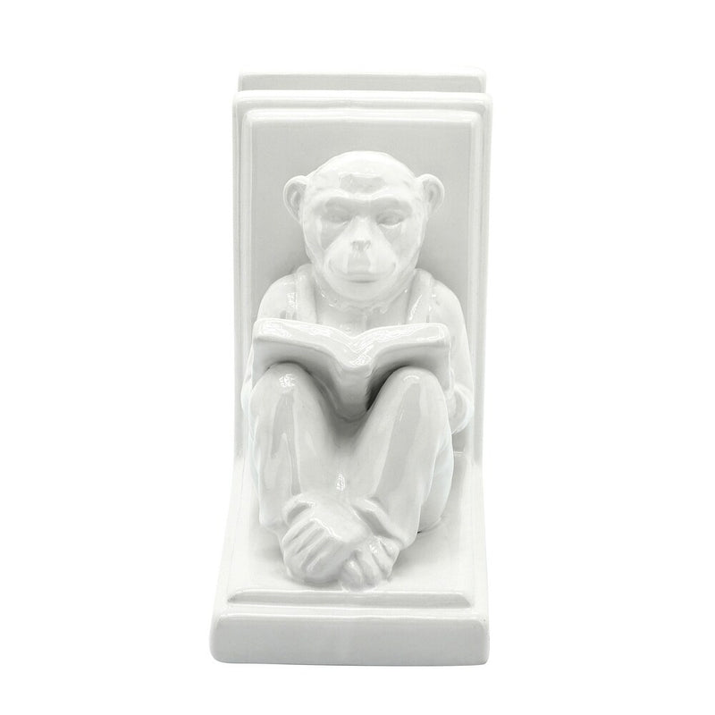 SET OF 2 CERAMIC 7"H READING MONKEY BOOKENDS