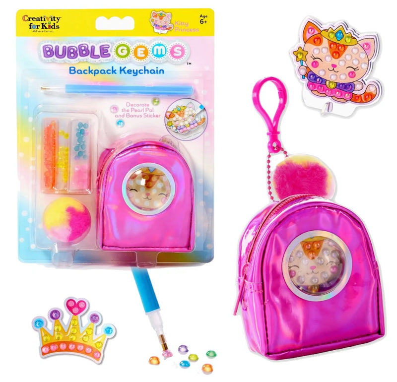 BUBBLE GEMS BACKPACK KEYCHAIN KITTY PRINCESS