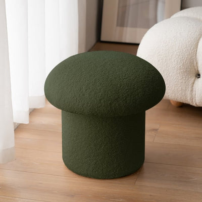17 X 17" MUSHROOM BOUCLE OTTOMAN - GREEN