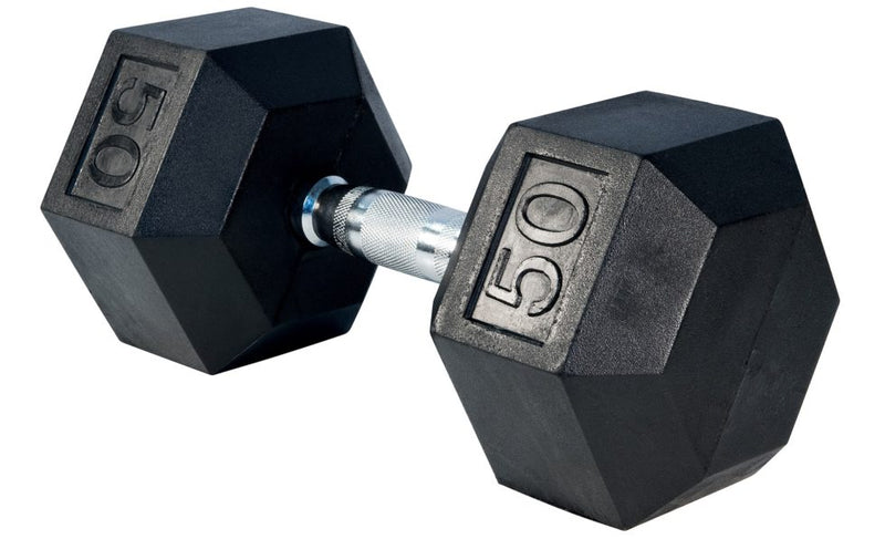 HEX RUBBER DUMBBELL 50LB