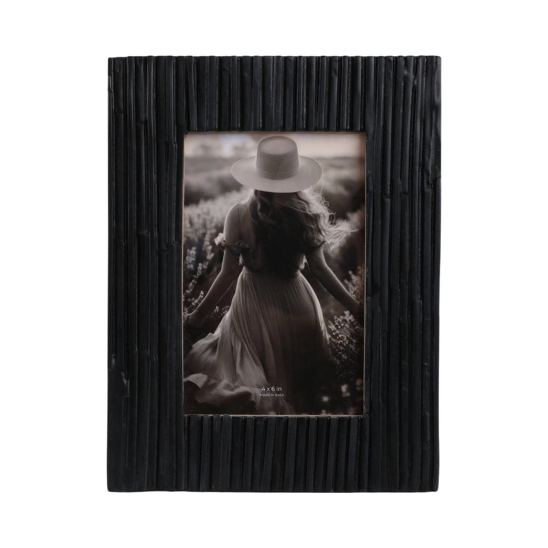 WOODEN RESIN JAGGED PHOTO FRAME DECOR - BLACK 4 X 6"