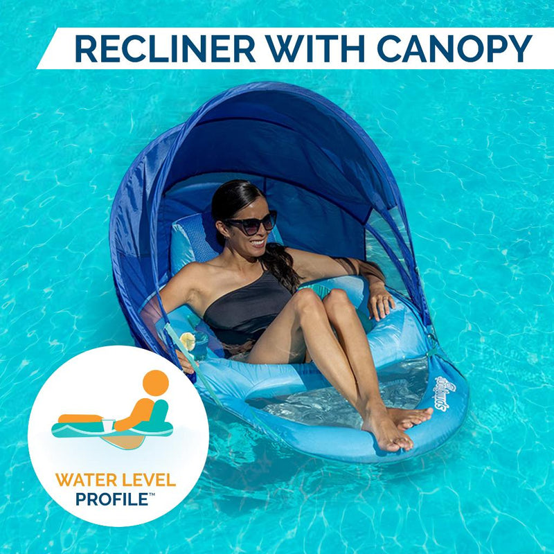 SPRING FLOAT RECLINER WITH CANOPY- BLUE