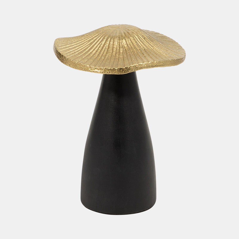 METAL 6" MUSHROOM DECO - BLACK/GOLD