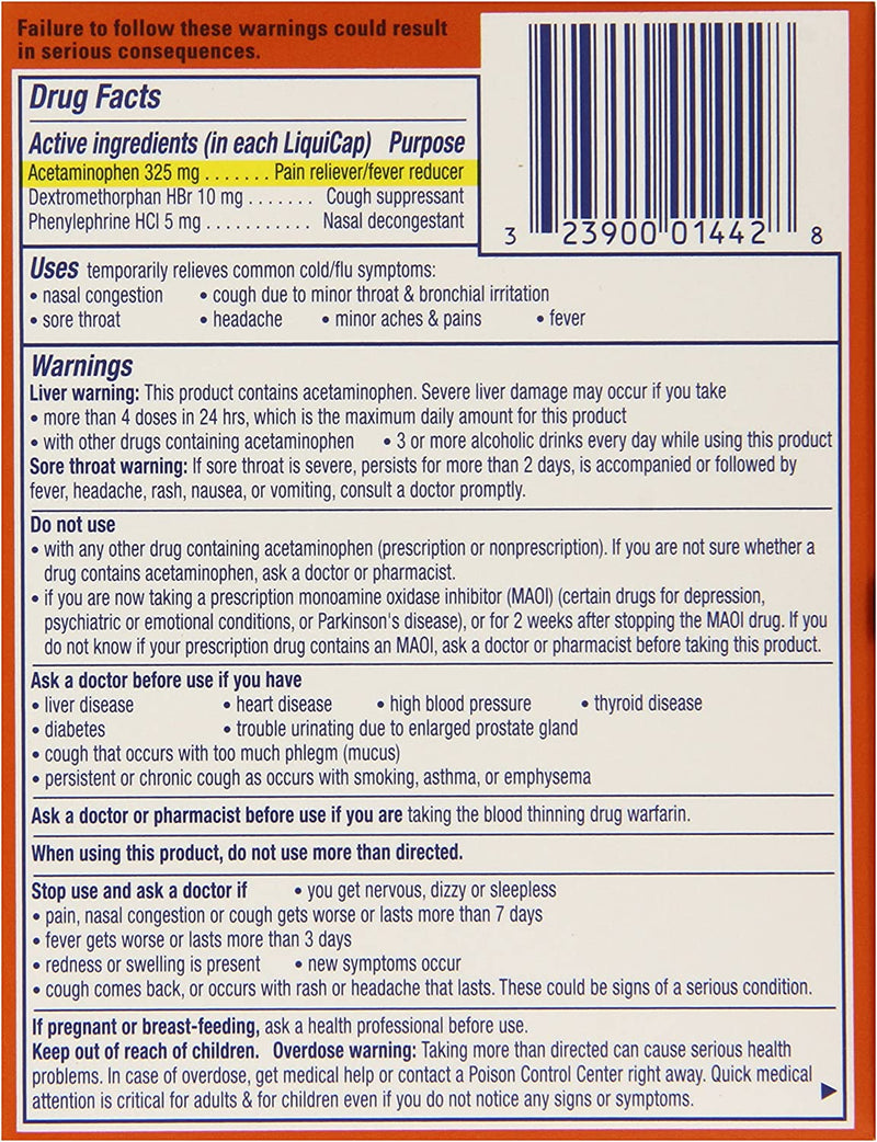 DAYQUIL COLD & FLU MULTI-SYMPTOM RELIEF 16CT LIQUICAPS